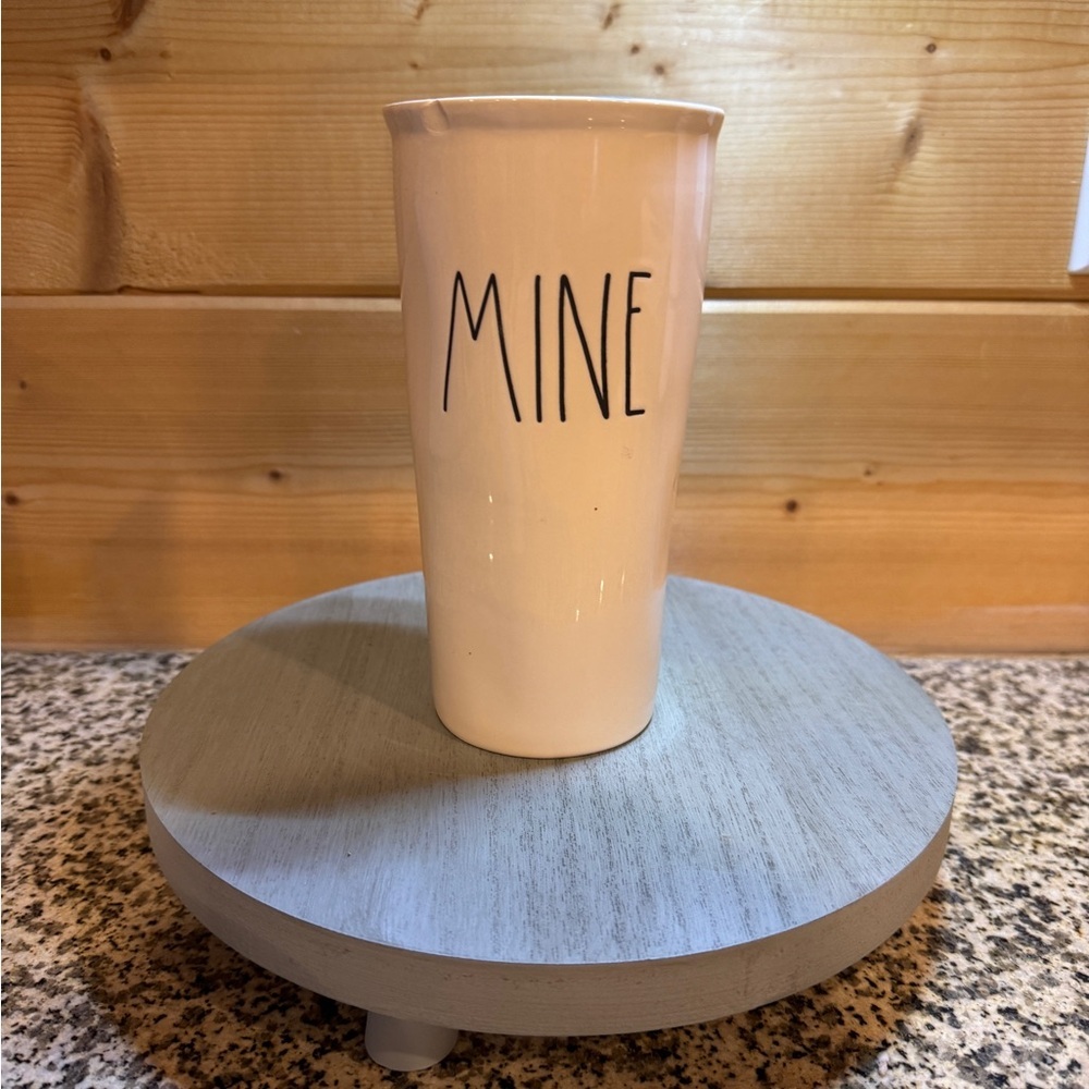 Rae Dunn White Ceramic Travel Mug‎ “MINE” - NO LID
